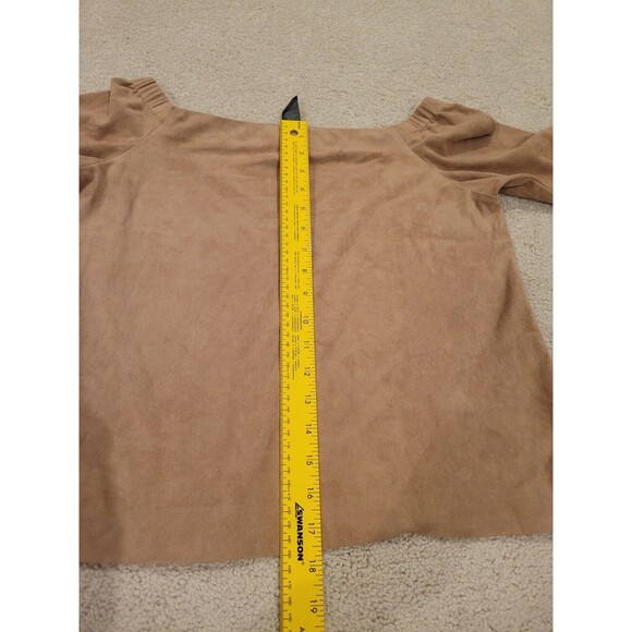 Black Label Chico's Off The Shoulder Faux Suede Top Women's Size XS/2 Vegan - Picture 6 of 9